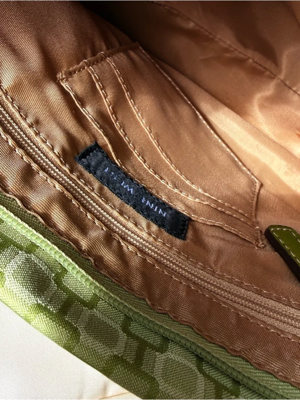 Nine West Green Logo Jacquard Shoulder Bag Y2K Heart Charm Buckle Purse